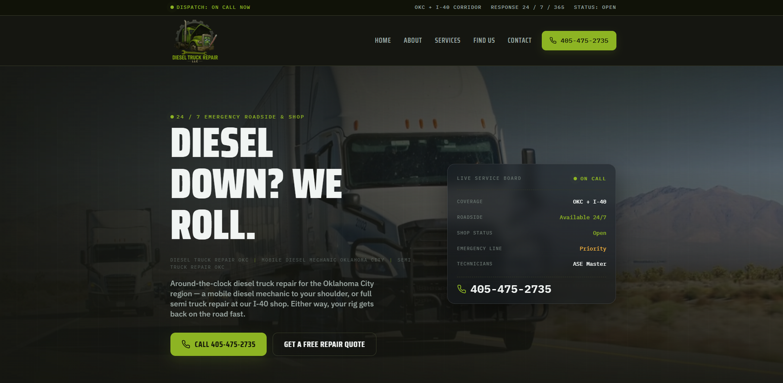 OKC Diesel Truck Repair Website